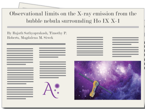 "Observational limits on the X-ray emission from the bubble nebula surrounding Ho IX X-1", por R. Sathyaprakash,T. P. Roberts & M. M. Siwek