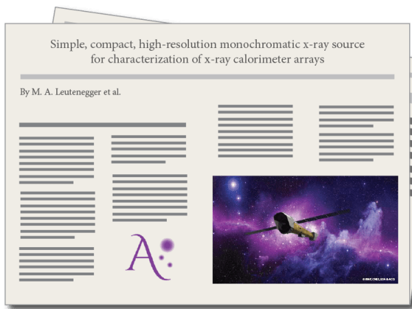 Simple, compact, high-resolution monochromatic x-ray source for characterization of x-ray calorimeter arrays by M. A. Leutenegger